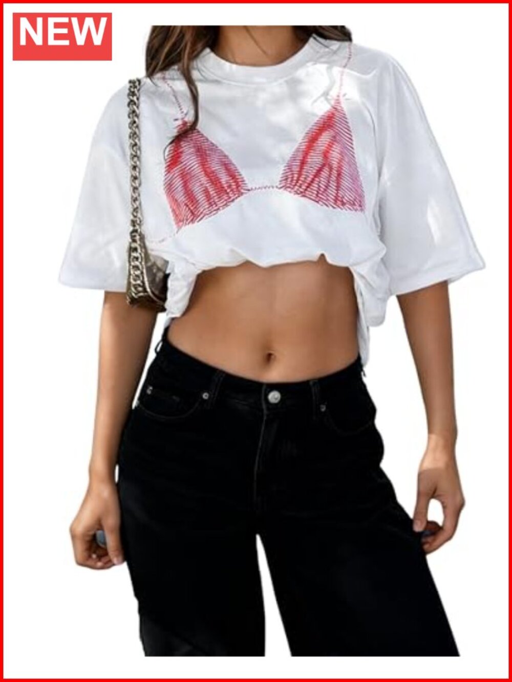 Women's Oversized Graphic Bikini Print T-Shirt Y2K Streetwear Tee